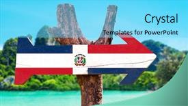 Presentation with republic dominican - Presentation design enhanced with dominican republic flag wooden sign background and a arctic colored foreground