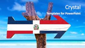  Presentation with dominican republic - Beautiful PPT theme featuring dominican republic flag wooden sign backdrop and a cobalt blue colored foreground