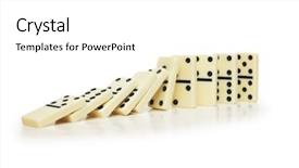  Presentation with domino - Cool new PPT theme with domino effect - dominos isolated backdrop and a white colored foreground