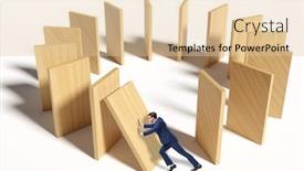  Presentation with domino - PPT theme with domino-effect-and-competition-concept background and a lemonade colored foreground