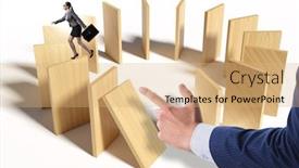  Presentation with domino - Beautiful PPT theme featuring domino-effect-and-competition-concept backdrop and a coral colored foreground