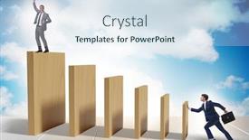  Presentation with domino - Beautiful PPT layouts featuring domino-effect-and-competition-concept backdrop and a sky blue colored foreground