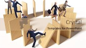  Presentation with domino - Amazing slide deck having domino-effect-and-competition-concept backdrop and a coral colored foreground