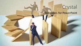  Presentation with domino - Slide set with domino-effect-and-competition-concept background and a coral colored foreground