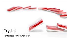  Presentation with domino - Amazing presentation design having domino effect red pieces falling backdrop and a white colored foreground
