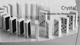  Presentation with light - Cool new PPT theme with dominoes standing on light wooden backdrop and a light gray colored foreground