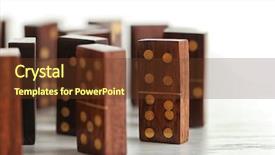  Presentation with wooden lighting - Theme with dominoes standing on light wooden background and a tawny brown colored foreground