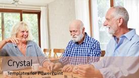  Presentation with seniors - Beautiful slide deck featuring domios - seniors as pensioners and retired backdrop and a coral colored foreground