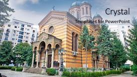  Presentation with romania - Presentation design featuring domnita balasa church in bucuresti romania background and a light blue colored foreground