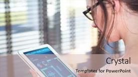  Presentation with domotique - Slide deck having domotique - intelligent home concept young woman background and a lemonade colored foreground