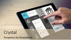  Presentation with domotique - Slide set featuring domotique - man using tablet pc background and a soft green colored foreground