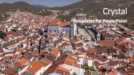  Presentation with square - PPT theme enhanced with domy - panorama of castelo de vide background and a gray colored foreground