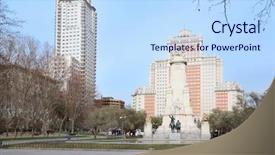  Presentation with math square root - Theme featuring monument to cervantes don quixote background and a light blue colored foreground