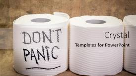  Presentation with panic - PPT layouts having don-t-panic-message-handwriting background and a soft green colored foreground