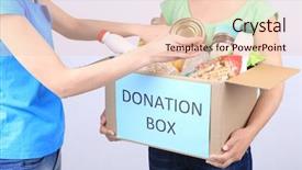  Presentation with organ donation lung - Beautiful slide set featuring donate food - volunteers with donation box backdrop and a lemonade colored foreground