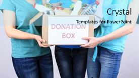  Presentation with organ donation lung - Presentation theme consisting of donate food - volunteers with donation box background and a arctic colored foreground