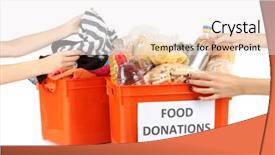  Presentation with food white - Slide deck featuring donate food - volunteers with donation boxes isolated background and a white colored foreground