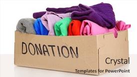  Presentation with donation - Colorful theme enhanced with donation box isolated on white backdrop and a soft green colored foreground