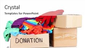  Presentation with donation - PPT theme with donation box isolated on white background and a white colored foreground