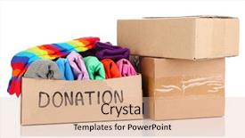  Presentation with history earth globe isolated white - Slide set with donation box isolated on white background and a coral colored foreground