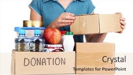  Presentation with donation - Beautiful PPT theme featuring donation box isolated on white backdrop and a  colored foreground