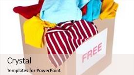  Presentation with donation - Audience pleasing theme consisting of donation box with clothes isolated on white backdrop and a lemonade colored foreground