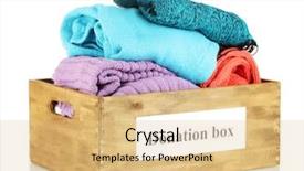  Presentation with donation - Amazing slides having donation box with clothing isolated backdrop and a coral colored foreground