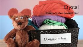  Presentation with donation - Beautiful presentation featuring donation box with clothing backdrop and a red colored foreground