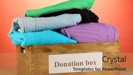  Presentation with donation - Slide set with donation-box-with-clothing background and a coral colored foreground