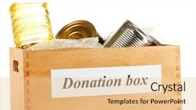  Presentation with food donation - Audience pleasing slide deck consisting of donation box with food isolated backdrop and a lemonade colored foreground