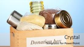  Presentation with food donation - Beautiful slide deck featuring donation box with food backdrop and a lemonade colored foreground