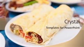  Presentation with kebab - Audience pleasing slide deck consisting of doner kebab dish on plate shallow focus backdrop and a lemonade colored foreground