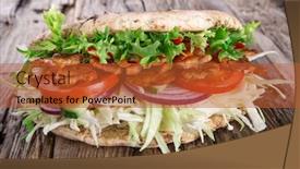  Presentation with kebab - Beautiful slide set featuring doner kebab - grilled meat bread and vegetables backdrop and a red colored foreground
