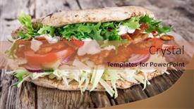 Presentation with kebab - Presentation theme with doner-kebab-grilled-meat-bread background and a coral colored foreground