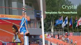  Presentation with pole vault - Beautiful PPT theme featuring donetsk-ukraine-july-12-luigi backdrop and a tawny brown colored foreground