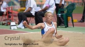 Presentation with youth - Audience pleasing PPT layouts consisting of beautiful sporty girl on the beach sports fitness a healthy lifestyle she is jumping and warm-up backdrop and a light blue colored foreground