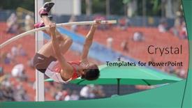  Presentation with pole vault - Beautiful slide deck featuring donetsk-ukraine-july-14-takumi backdrop and a coral colored foreground