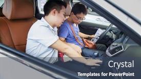  Presentation with salesperson - PPT layouts consisting of dongguan-guangdong-china-august-7 background and a ocean colored foreground