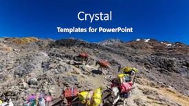  Presentation with caravan - Presentation having donkey caravan in cordiliera huayhuash peru south america background and a navy blue colored foreground