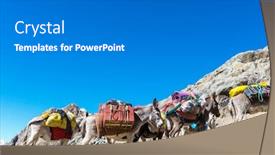  Presentation with caravan - Slides enhanced with donkey caravan in cordiliera huayhuash peru south america background and a gray colored foreground