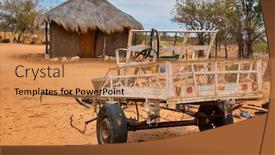  Presentation with hut - Audience pleasing PPT layouts consisting of donkey-wagon-in-a-village backdrop and a coral colored foreground