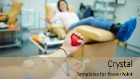  Presentation with blood - Colorful presentation theme enhanced with donor of blood gripping hand backdrop and a coral colored foreground