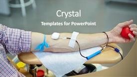  Presentation with blood - Presentation theme having donor of blood with his background and a gray colored foreground