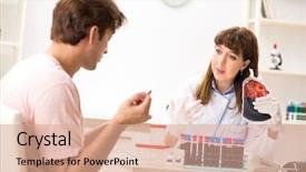  Presentation with blood components - Theme with donors - man giving his blood background and a  colored foreground