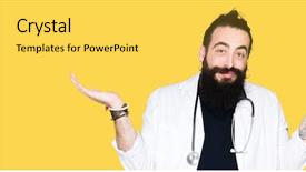  Presentation with medical robot hand and doctor - Audience pleasing PPT layouts consisting of dont care - doctor with long hair wearing backdrop and a  colored foreground