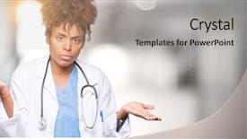  Presentation with doctor african - Slide set with dont care - young african american doctor woman background and a  colored foreground