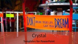  Presentation with goal - PPT theme with don't dream your life background and a red colored foreground
