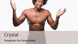  Presentation with american craftsmanship - Colorful PPT layouts enhanced with dont fit - afro american shirtless man showing backdrop and a light gray colored foreground
