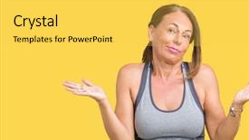  Presentation with woman sport - Presentation design featuring dont fit - beautiful middle age woman wearing background and a yellow colored foreground