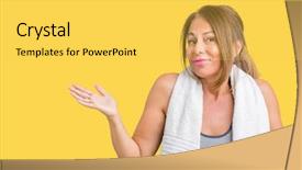  Presentation with woman sport - PPT theme with dont fit - beautiful middle age woman wearing background and a  colored foreground